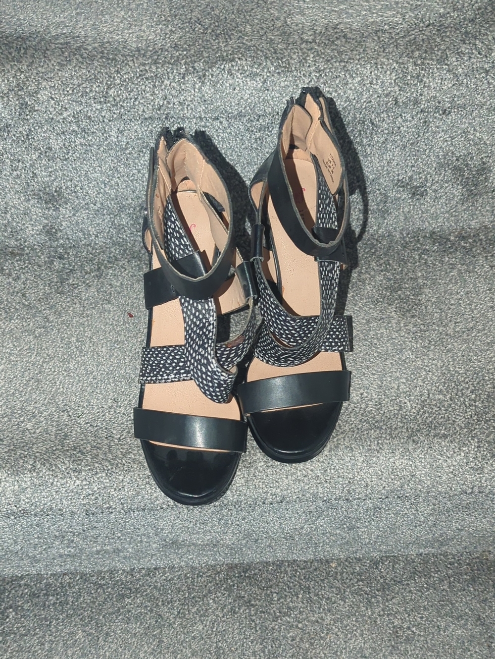 JustFab Black Braided and Smooth Strap Heels